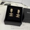 692ffd6199f2d84055c8e8e4 Xiaoxiang New Arrival Light Gold Diamond-Patterned Elegant Double C Earrings with Full Rhinestones, Hook Style