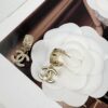 692ffd6499f2d84055c8e8e8 Xiaoxiang New Arrival Light Gold Diamond-Patterned Elegant Double C Earrings with Full Rhinestones, Hook Style