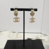 692ffd6799f2d84055c8e8ec Xiaoxiang New Arrival Light Gold Diamond-Patterned Elegant Double C Earrings with Full Rhinestones, Hook Style