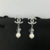 692ffd6799f2d84055c8e8ed Xiao Xiang New Arrival Silver Double C Full Diamond Transparent Pearl Pendant Earrings