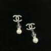 692ffd6a99f2d84055c8e8f2 Xiao Xiang New Arrival Silver Double C Full Diamond Transparent Pearl Pendant Earrings
