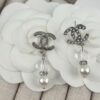 692ffd6b99f2d84055c8e8f4 Xiao Xiang New Arrival Silver Double C Full Diamond Transparent Pearl Pendant Earrings