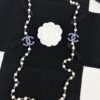 Chanel New Arrival Blue Enamel C Diamond Letter Pearl Fashion Necklace Sweater Chain