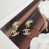 692ffd6d99f2d84055c8e8f6 Xiaoxiang New Arrival Light Gold Diamond-Patterned Elegant Double C Earrings with Full Rhinestones, Hook Style