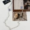 Chanel New Arrival Blue Enamel C Diamond Letter Pearl Fashion Necklace Sweater Chain