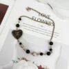 Xiaoxiang New Arrival Vintage Gold Black Heart Resin Fine Glitter Pearl Rhinestone Necklace