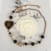 Xiaoxiang New Arrival Vintage Gold Black Heart Resin Fine Glitter Pearl Rhinestone Necklace