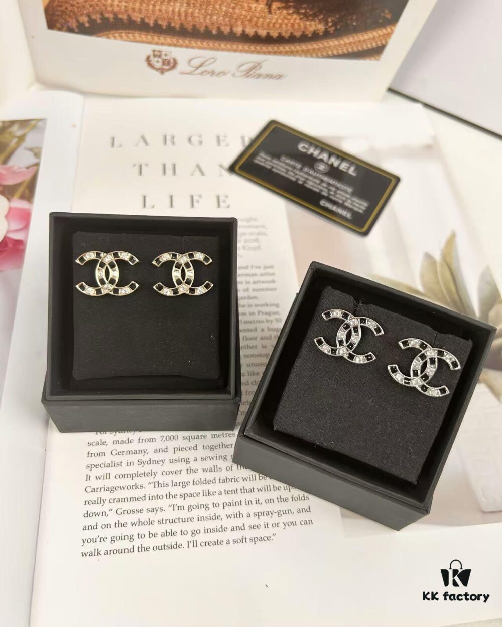 692ffd8299f2d84055c8e918 Xiaoxiang New Arrival Black Drip Oil Rhinestone Classic Earrings, Available in Gold and Silver
