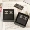692ffd8299f2d84055c8e918 Xiaoxiang New Arrival Black Drip Oil Rhinestone Classic Earrings, Available in Gold and Silver