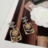 692ffd8899f2d84055c8e922 Xiaoxiang New Rectangular Picture Frame Surrounding Flower Colorful Rhinestone Hollow Pendant Earrings