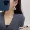 692ffd8999f2d84055c8e924 Xiaoxiang New Arrival Golden Diamond-Quilted Round Silver Number 13 Full Diamond Hollow Pendant Large Earrings