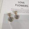 692ffd9699f2d84055c8e92f Xiaoxiang New Arrival Golden Diamond-Quilted Round Silver Number 13 Full Diamond Hollow Pendant Large Earrings
