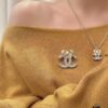 Xiaoxiang New Arrival Light Gold Bow Silver Two-Tone Fully Diamante Necklace Set