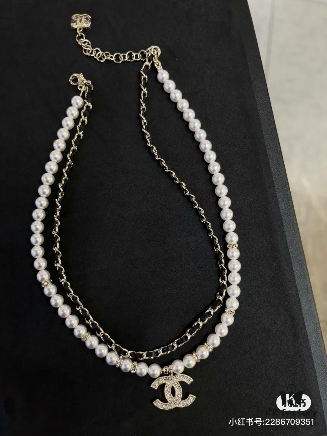 692ffdcd99f2d84055c8e972 Xiaoxiang New Double-Layer Pearl and Cubic Zirconia Necklace with Leather String