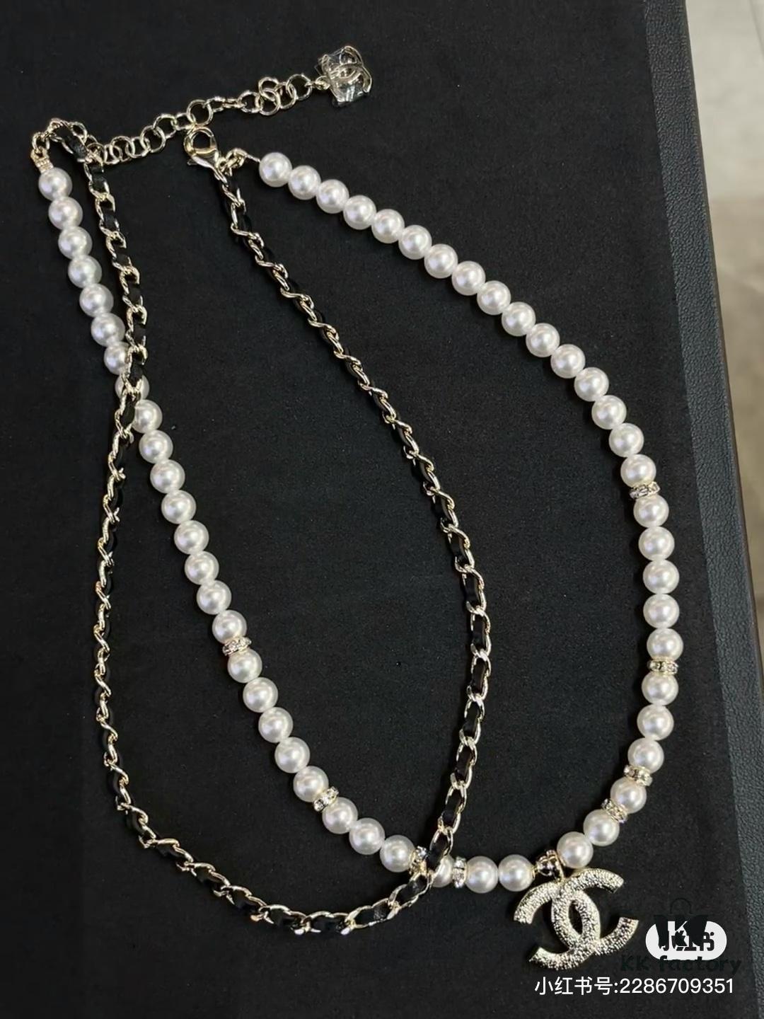 692ffdcf99f2d84055c8e973 Xiaoxiang New Double-Layer Pearl and Cubic Zirconia Necklace with Leather String