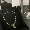 692ffdd699f2d84055c8e97d Xiaoxiang New Arrival Black Ribbon Bow with Green Pearl Pendant, Colorful Paved Diamond Necklace