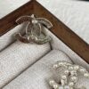 CHANE New Arrival Small Pearl Double C Diamond-Inlaid Stud Earrings