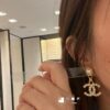 692ffded99f2d84055c8e99d New Xiaoxiang Pearl Inlaid with Diamond Double C Pendant Earrings