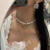 Xiaoxiang New Arrival Luxury Full Diamond Pearl Inlaid Square Earrings ✨🦋