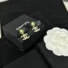 692ffe0a99f2d84055c8e9be New Xiaoxiang Black Bow 🎀 Green Pearl Double C Diamond-Inlaid Earrings