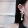 Xiaoxiang New Arrival Pink Zircon Four-Leaf Clover with Pearl Pendant Earrings