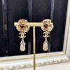 Chanel New Arrival Red Zircon-Inlaid Camellia Drop Earrings