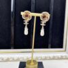 Chanel New Arrival Red Zircon-Inlaid Camellia Drop Earrings