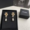 Chanel New Arrival Red Zircon-Inlaid Camellia Drop Earrings