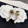 Chanel New Arrival Red Zircon-Inlaid Camellia Drop Earrings