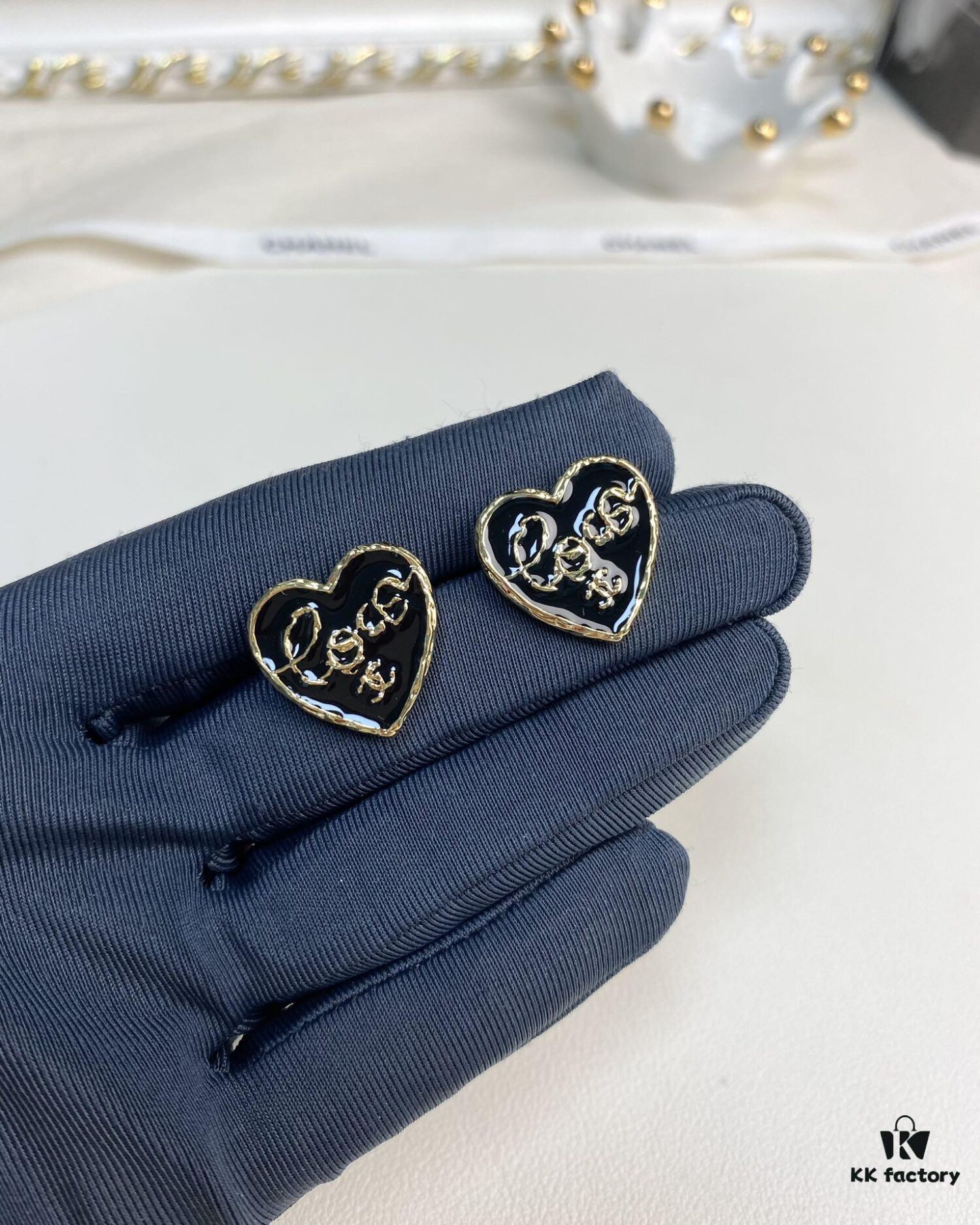 692ffe4999f2d84055c8ea04 Chanel New Arrival Black Enamel Heart Earrings