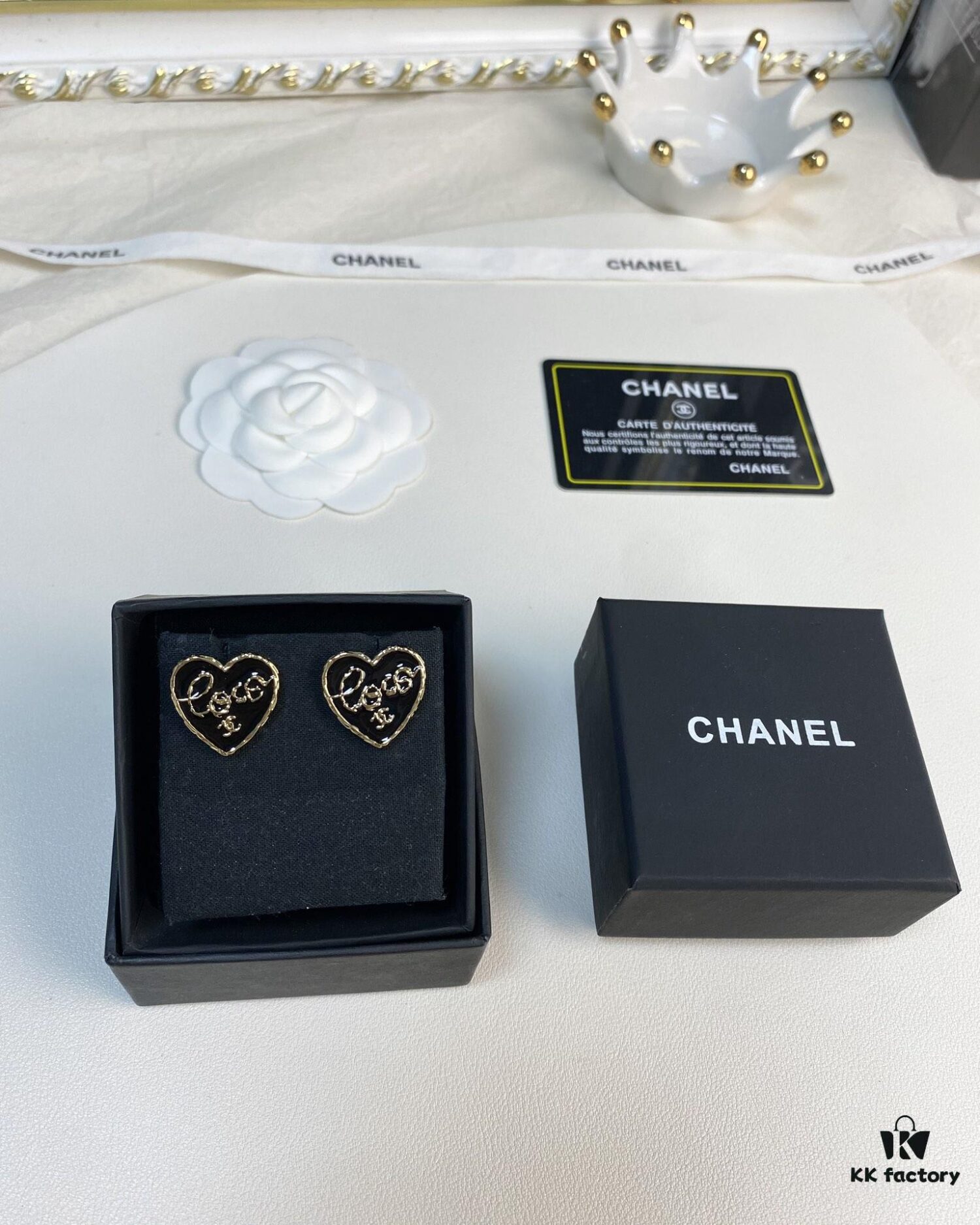 692ffe5099f2d84055c8ea09 Chanel New Arrival Black Enamel Heart Earrings