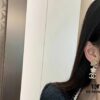 Xiaoxiang New Arrival Black Square Amber Flower Double C Long Earrings
