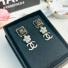Xiaoxiang New Arrival Black Square Amber Flower Double C Long Earrings
