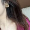 692ffe6799f2d84055c8ea1b Xiaoxiang New Arrival Amber Square Rhinestone Camellia Flower Stud Earrings 🌺