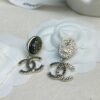 Xiaoxiang New Arrival Black Oval Lava Double C Earrings ✨