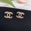 Xiaoxiang New Arrival Pink Enamel Craft Double C Stud Earrings