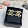 692ffe8199f2d84055c8ea30 New Xiaoxiang Rhombus Faux Diamond Brass Double C Stud Earrings