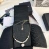 692ffebd99f2d84055c8ea69 CHANE New Style Black and White Button Round Semi-Pearl Half Chain Necklace