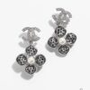 692ffecb99f2d84055c8ea77 Xiaoxiang New Model Four-Leaf Clover Zircon Diamond-Inlaid Double C Pendant Earrings