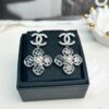 692ffecf99f2d84055c8ea7a Xiaoxiang New Model Four-Leaf Clover Zircon Diamond-Inlaid Double C Pendant Earrings