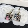 New Xiaoxiang Black Enamel Square Multi-Element AB Style Earrings ✨✨🦋