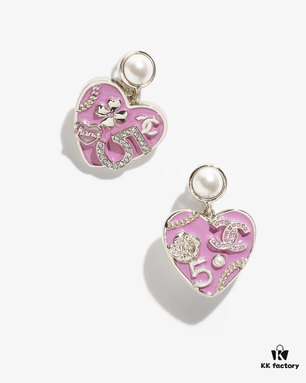 692ffefb99f2d84055c8ea97 Chanel New Arrival Pink Enamel Heart Earrings Model AB
