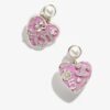 Chanel New Arrival Pink Enamel Heart Earrings Model AB