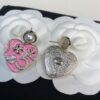Chanel New Arrival Pink Enamel Heart Earrings Model AB