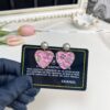 Chanel New Arrival Pink Enamel Heart Earrings Model AB