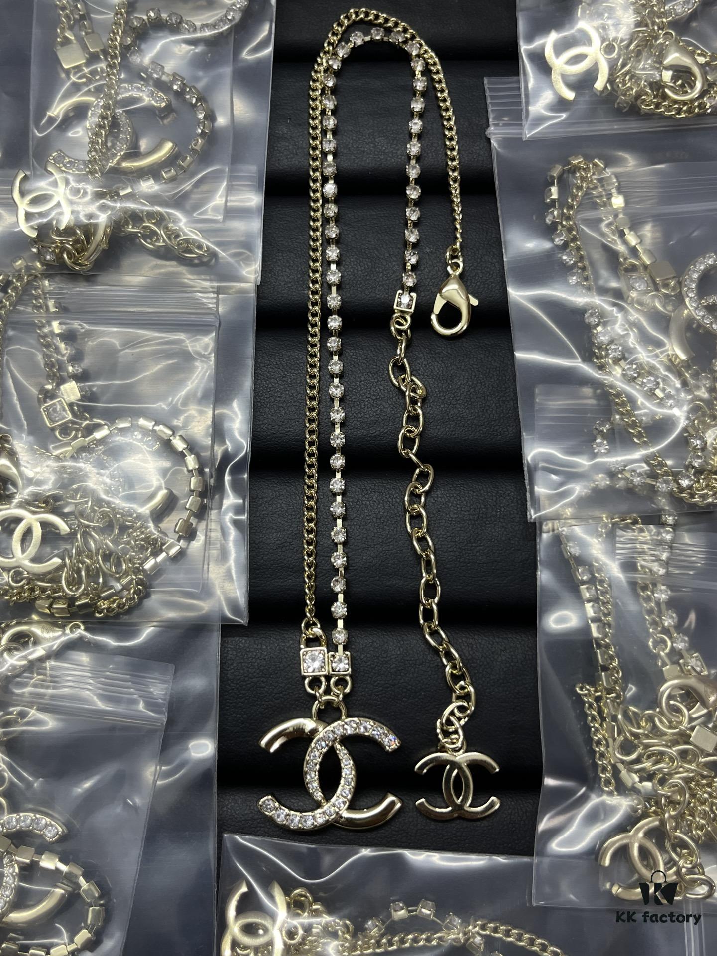 692fff2599f2d84055c8eabb Xiao Xiang New Model Square Rhinestone Asymmetric Double C Necklace