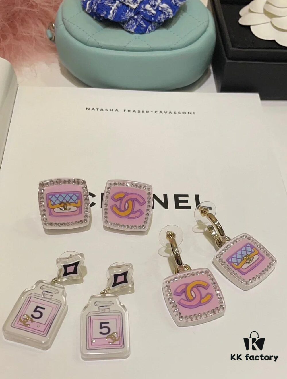 692fff2b99f2d84055c8eac5 CHANE New Rhombus Pendant Perfume Bottle Resin Acrylic Stud Earrings