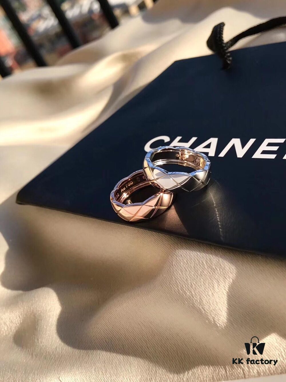 692fff5499f2d84055c8eb01 Chanel Coco Crush Series Quilted Pattern Ring, S925 Sterling Silver Heavy Craft, Available in White Gold and Rose Gold Finish
