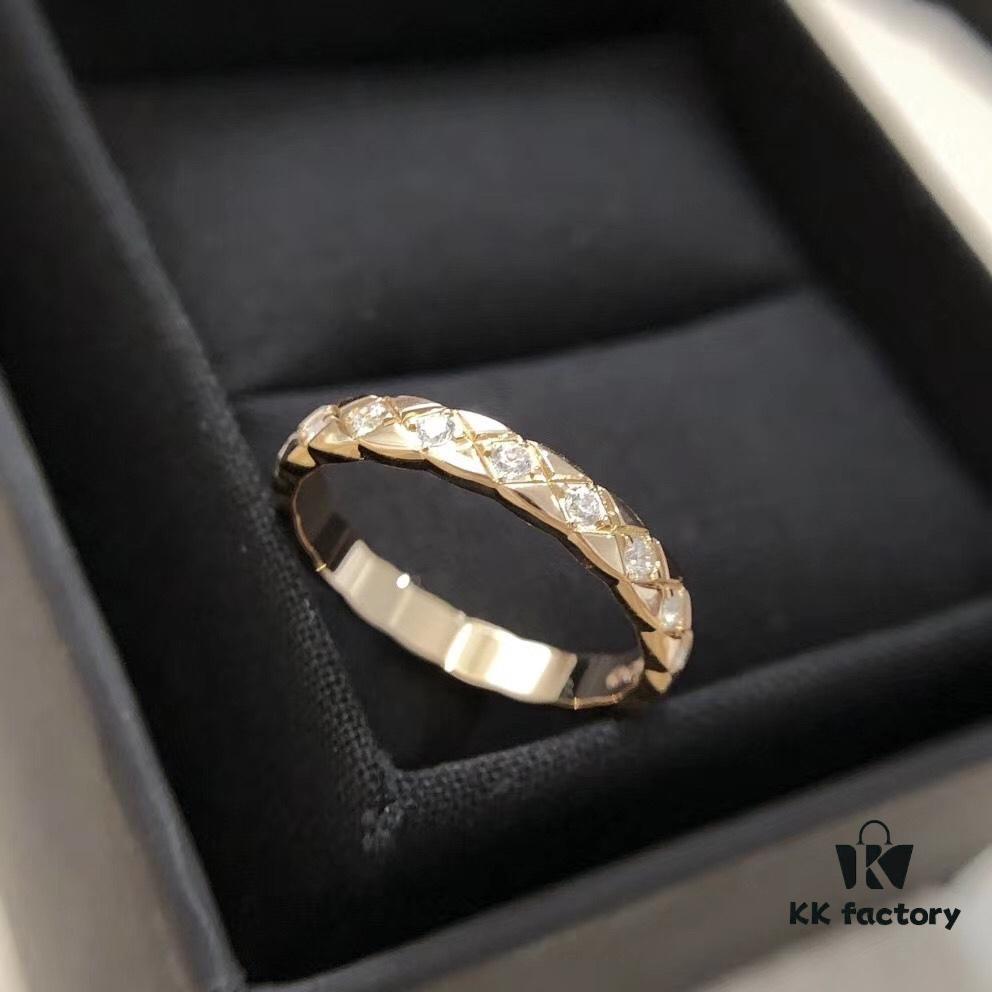 692fff7599f2d84055c8eb3c Chanel Quilted Full Diamond Ring Narrow Version, Currently the Hottest Fashion Item, Simple Style for Perfect Elegance