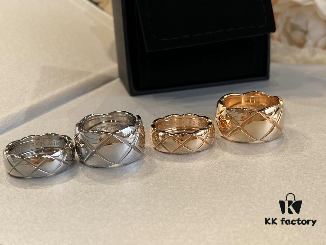 692fffb299f2d84055c8eb89 New Coco Ring, ZP One-to-One Version, Matching All Details with ZP, Including Grooves on the Inner Band, 360-Polished for Comfort, Gradient Diamond-Cut Chevron Pattern on Outer Band, Crafted with Imported CNC Precision Carving, Made with V-Gold Plating Technology